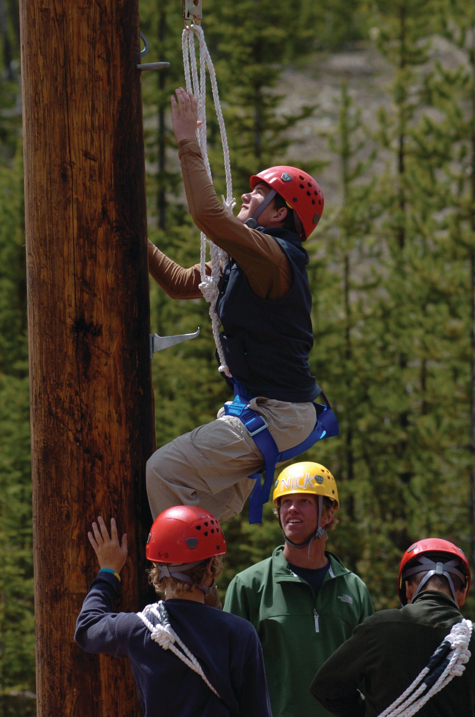 High Ropes Course Staff Training exercise at a Michigan aerial adventure park.