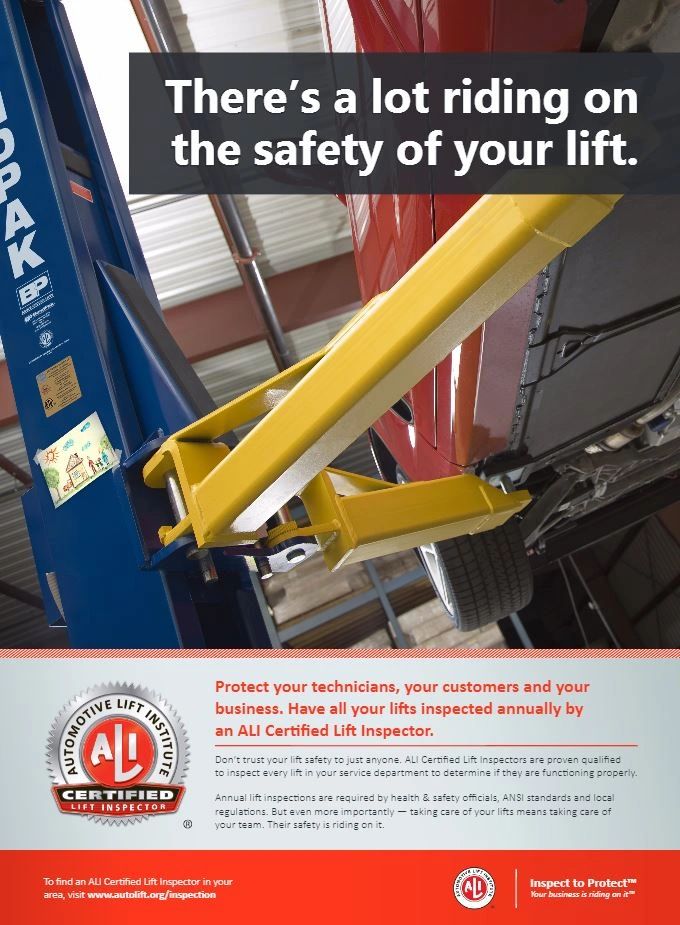 Protect your technicians and your business by having your lifts inspected annually