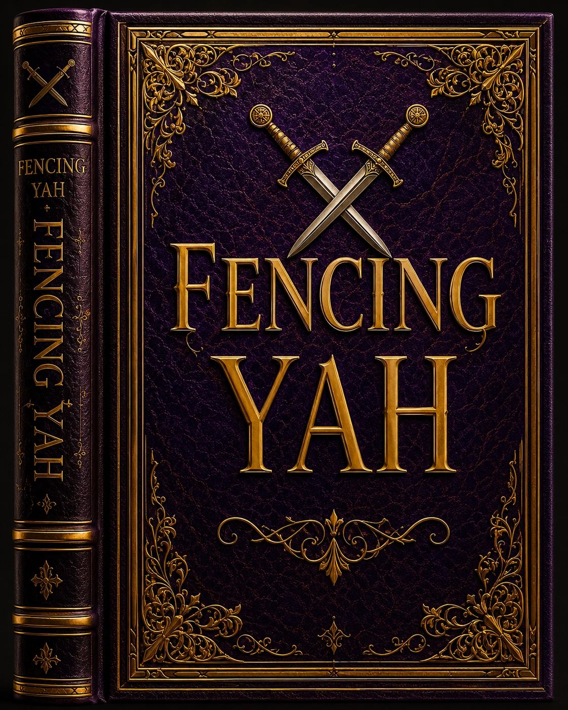 Elegant book cover of 'Fencing Yah' with crossed swords.