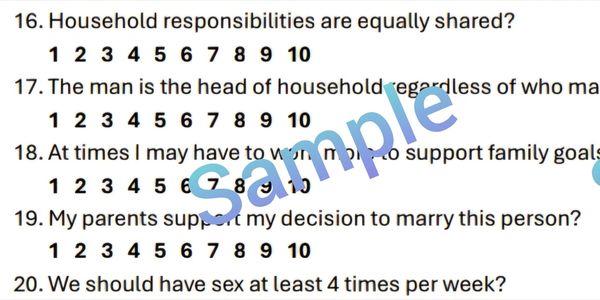 Survey questions on household roles and relationships.