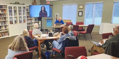 Seniors gathered in the dining hall to watch a presentation