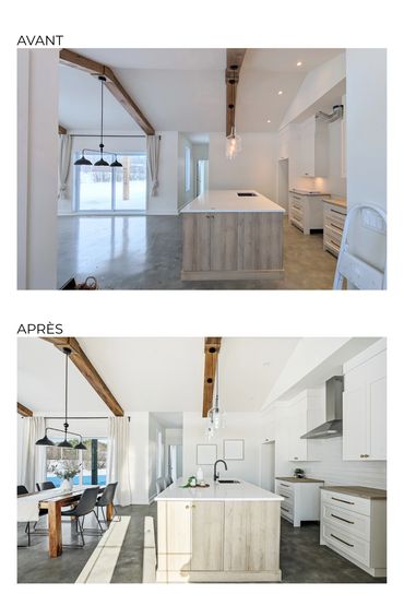 Avant/après home staging maison vacante Lac Brome