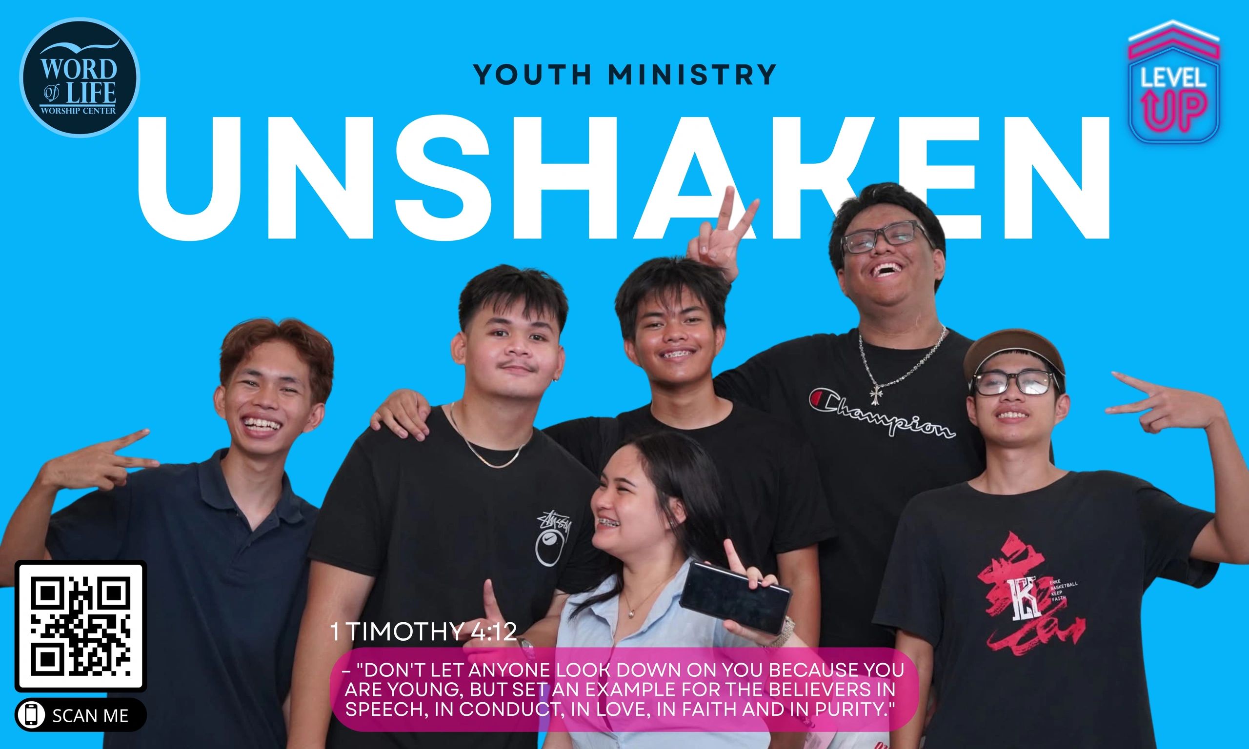 Youth ministry event titled "Unshaken" by Word of Life.