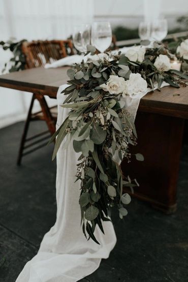 Flowers hanging down from table during intimate wedding at Intiem Weddings, Pretoria