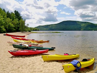 Kayaks on a beach, Donnell Pond, Franklin ME
