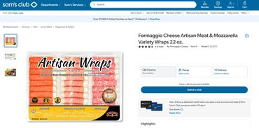 Meat and cheese wraps are enjoyed at Sam's Club and Walmart nationwide!