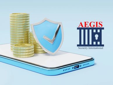A cellphone and the AEGIS security logo.