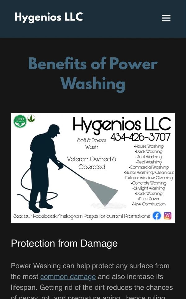 Hygenios LLC | Power Washing | Appomattox Va | www.hygenios.org