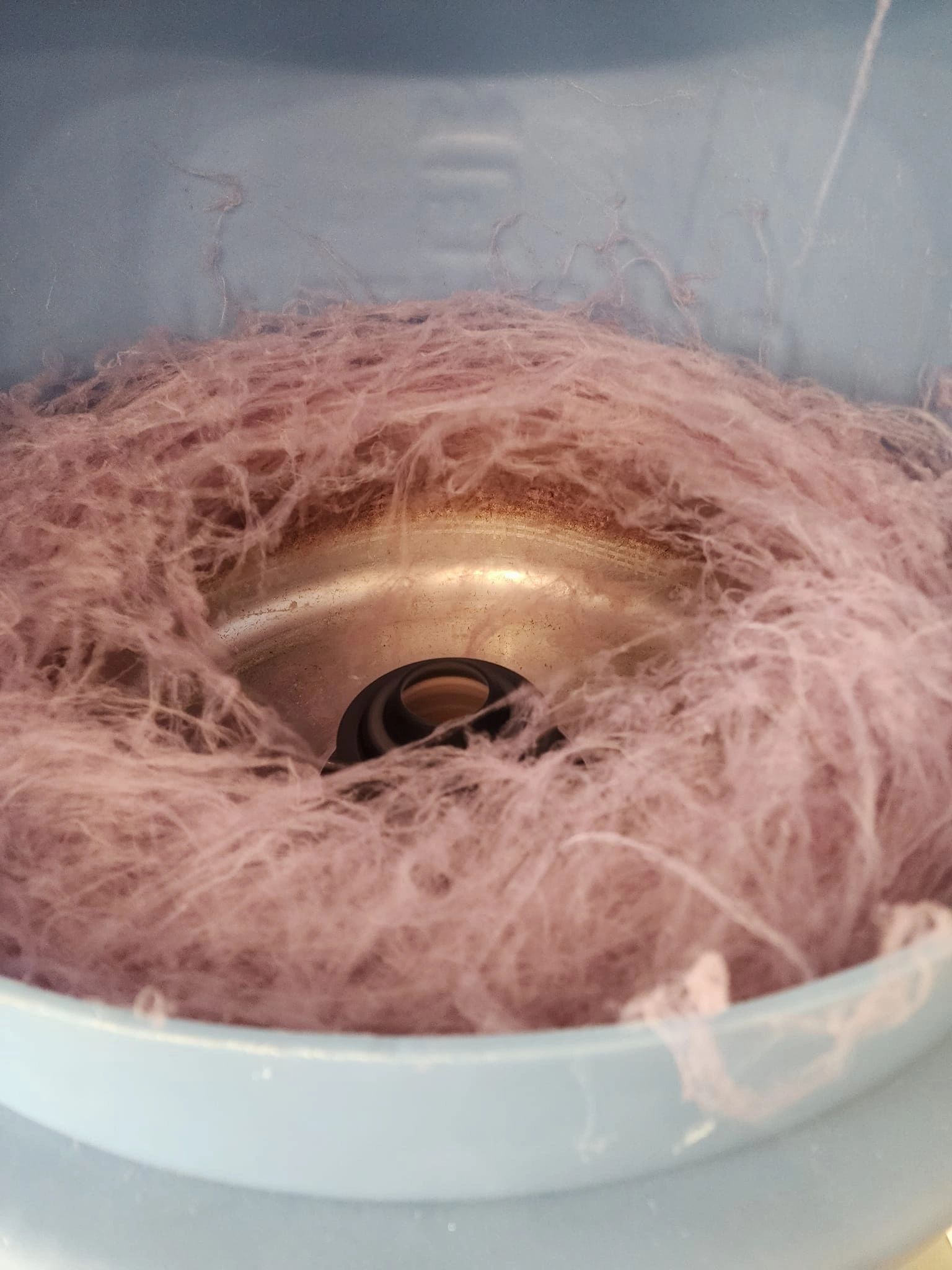 Fluffy pink cotton candy making