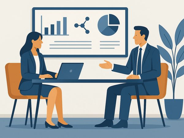 Due professionisti seduti ad un tavolo che discuto di Business Development