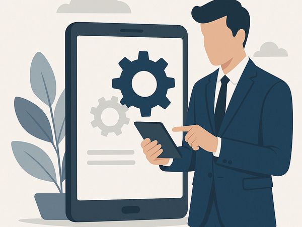 Un professionista che utilizza il suo tablet per oganizzare il lavoro