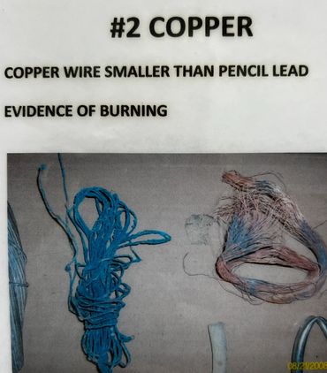 #2 copper, smaller than pencil lead, maybe has been burned