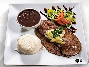 Bistec de palomilla, Marinated thinly sliced top sirloin steak,  Havana Grill Las Vegas, Cuban Resta