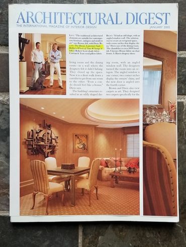 Cover of Architectural Digest magazine featuring classic interior designs from January 2005.