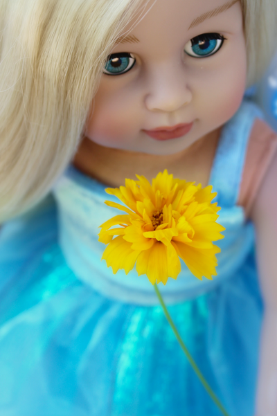 best doll clothes stores, largest doll stores, doll in blue dress, doll clothing american girl