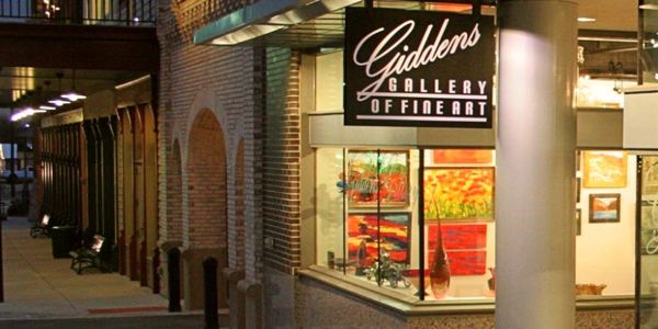 Street view of Giddens Gallery of Fine Art in Grapevine Texas on Main Street