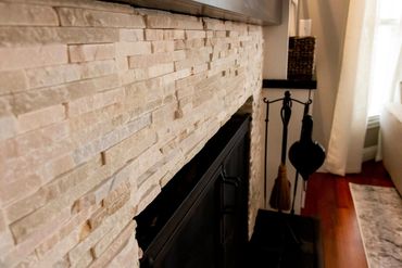 Fireplace stone tile installation