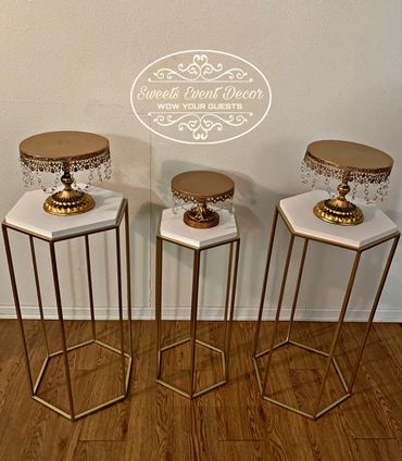 Hexagon Gold & White Pedestals