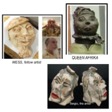 clay sculpted faces