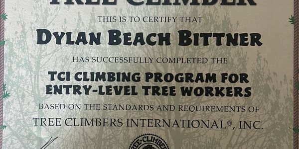 Certificate for completing climber course