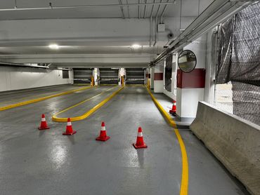 Striping in a parking structure in downtown SLC, UT.