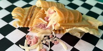 Sausage & Cheese Crepe on a Stick