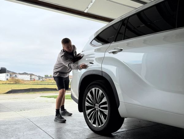 After hail damage. Using natural reflections.