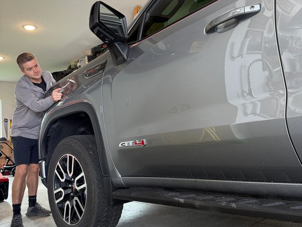 Hail damage repair on 2025 GMC Sierra AT4.