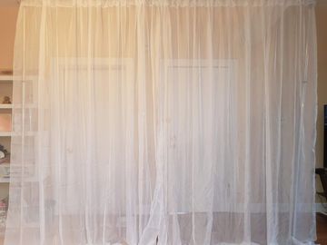 White sheer transparent chiffon sheer backdrop for any event party.