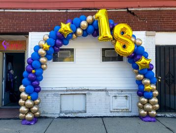 Traditional Balloon Arch.  Happy birthday balloon set up. kid's birthday gift. balloon decor Chicago