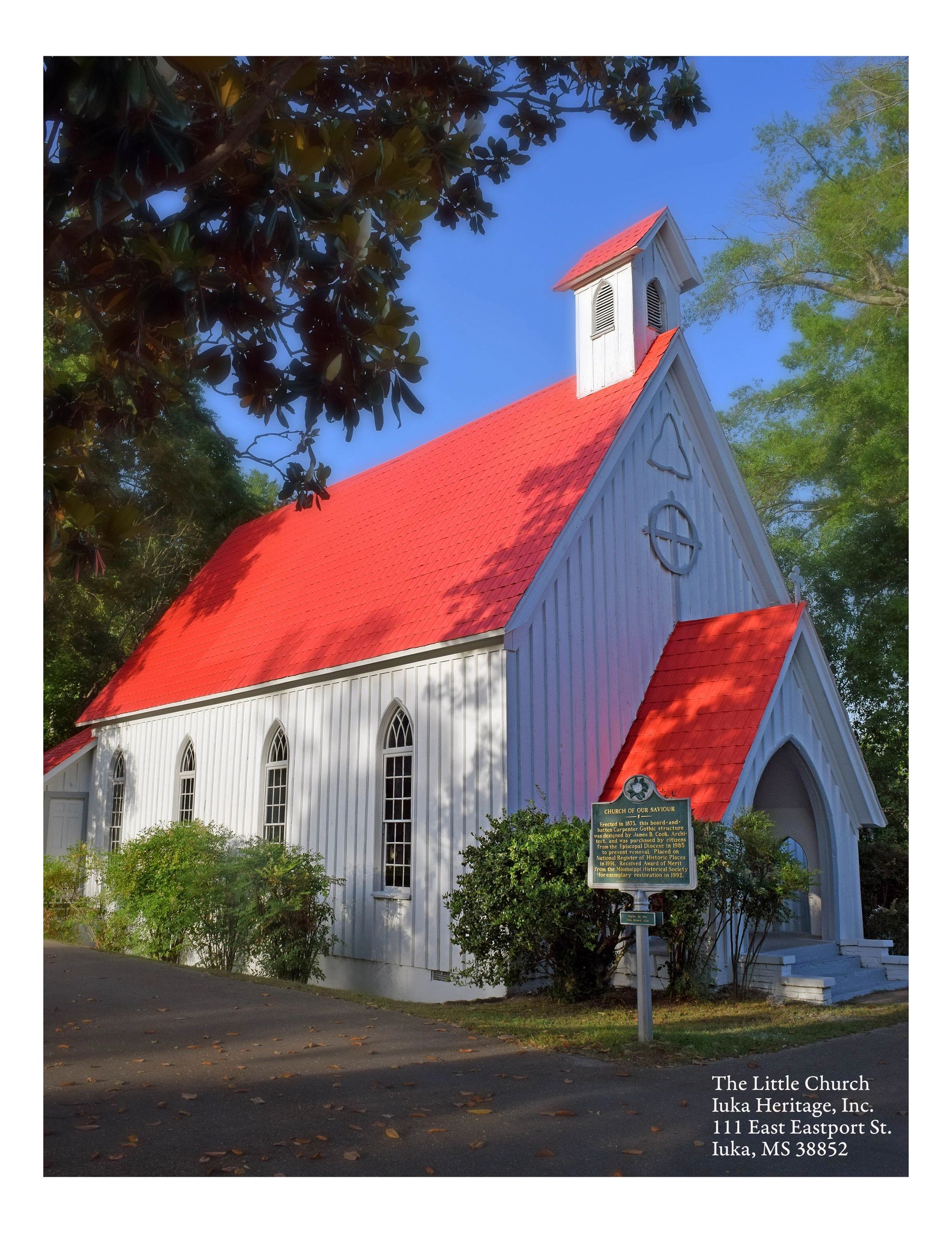 Carpenter Gothic Church with a bright Red Roof