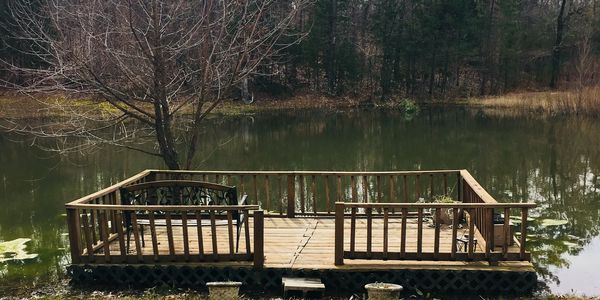 Fishing deck located in front of the pond.