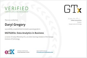 GT
Data Analytics for Business
Daryl Gregory