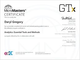 MicroMasters Certificate
Daryl Gregory
Analytics: Essential Tools and Methods
GT