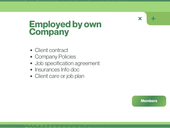A list of forms available for those employed by their own company