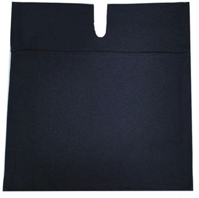 Black square fabric with a notch at the top center.