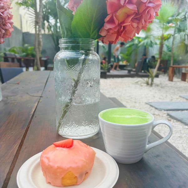 delicious
food
beverage
outdoor
space
matcha 
donut