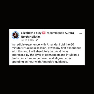 A positive review of a virtual reiki session with Amanda.