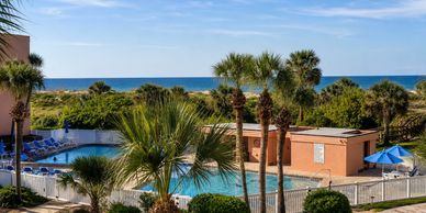 Private ocean-view balcony at Coastal Dreams vacation rental in St. Augustine Beach, Florida, overlo