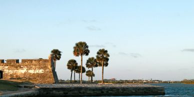 Castillo de San Marcos, the historic Spanish stone fort in St. Augustine, Florida, located near down