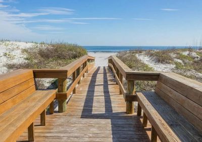walkway to beach with ocean