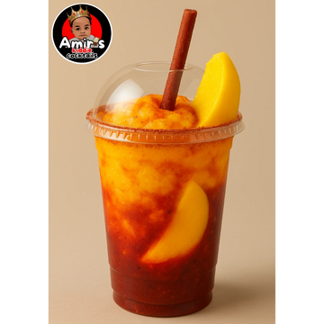 Refreshing mango slush with chili sauce and cinnamon stick from Amir's kiddie cocktails.