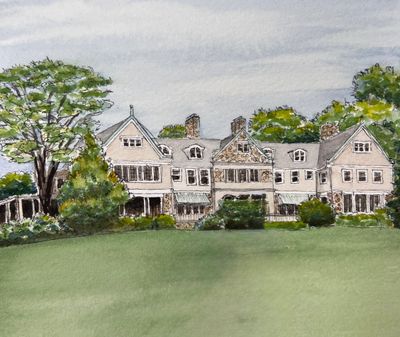 Watercolor Venue/House Painting by Artist Erin Leigh Boughamer Event Painting By Erin Leigh Studios