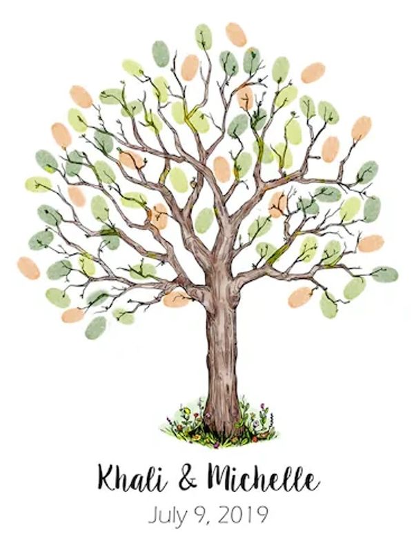 Finger Print Guest Book Tree 3 Event Painting By Erin Leigh Studios