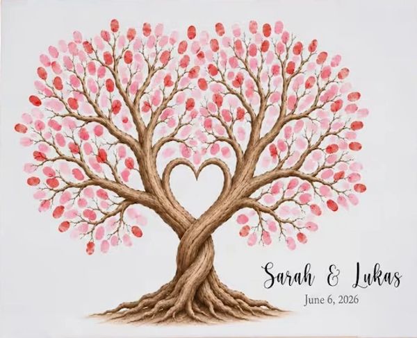 Finger Print Guest Book Tree 3 Event Painting By Erin Leigh Studios