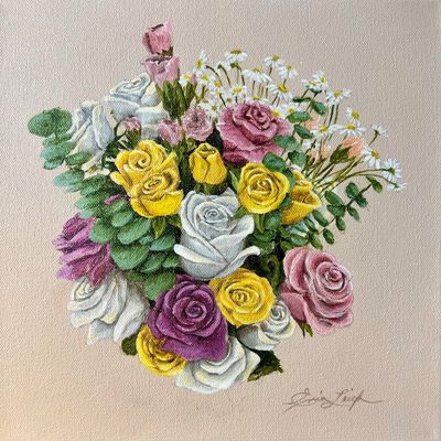 Bouquet Painting by artist Erin Leigh Boughamer for Event Painting By Erin