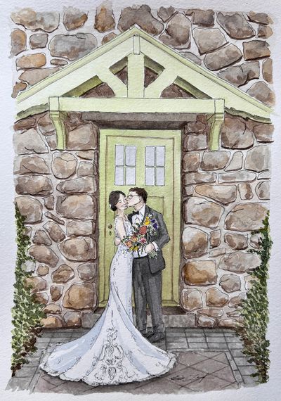 Watercolor Wedding Portrait Live Wedding and Event Painting by Erin  Artist Erin Leigh Boughamer