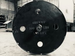 100lb plate wagon wheel for deadlift.  Hundo Wheels