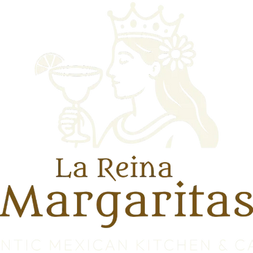 Logo of La Reina Margaritas with a crowned woman holding a margarita glass.