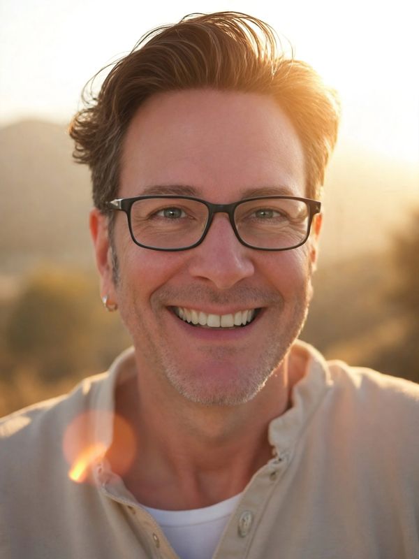 Golden hour photo of the founder of skindēp Kirk